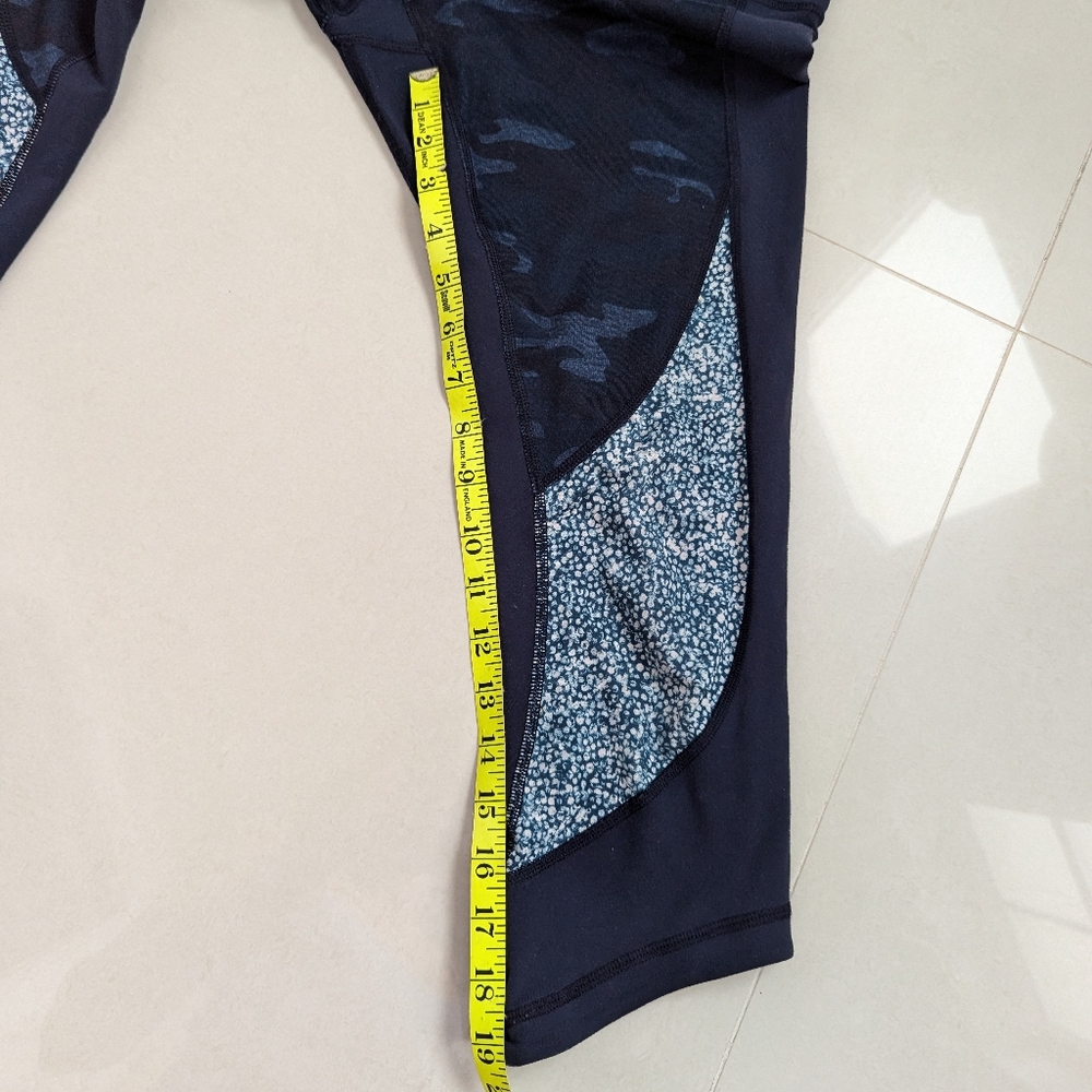 LULULEMON 6 WUNDER UNDER capri crop Sashiko Inkwell Navy Blue Camo camouflage - Picture 7 of 9
